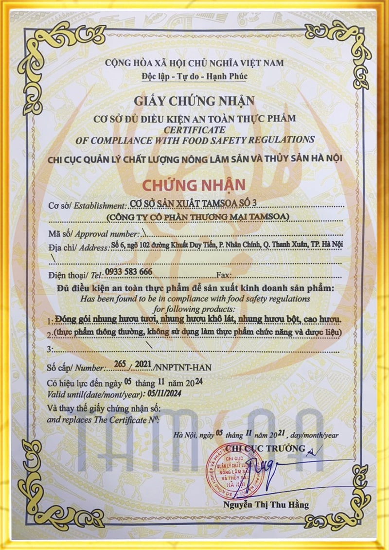 Nhung Hươu do Thượng Dược cung cấp có chứng nhận ATTP của Bộ Y tế