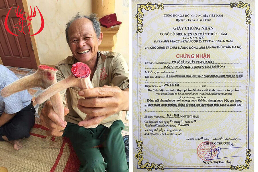 Nhung Hươu được cung cấp bởi TAMSOA có giấy chứng nhận ATTP